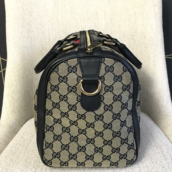 Authentic Gucci Boston satchel bag grey navy - Picture 10 of 16